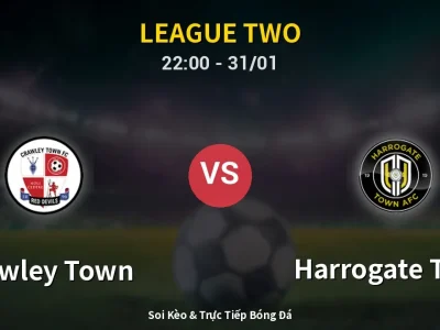 Soi Kèo Crawley Town vs Harrogate Town – 22:00 31/01 | Nhận Định, Dự Đoán Tỷ Số