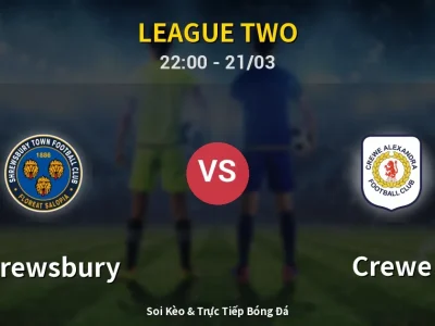 Soi Kèo Shrewsbury vs Crewe – 22:00 21/03 | Nhận Định, Dự Đoán Tỷ Số